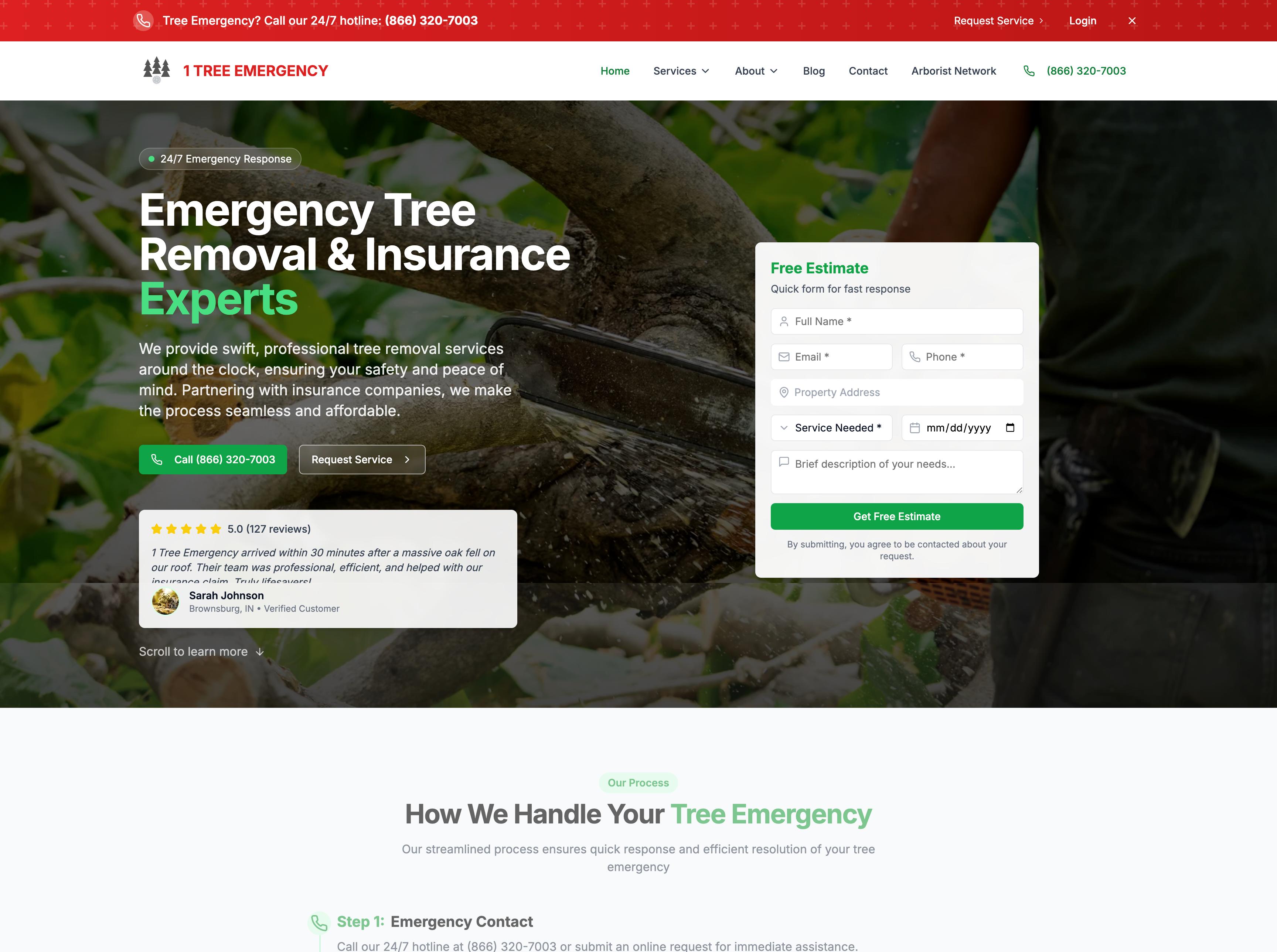 1 Tree Emergency - Service Business website by Dynamic Web Partners