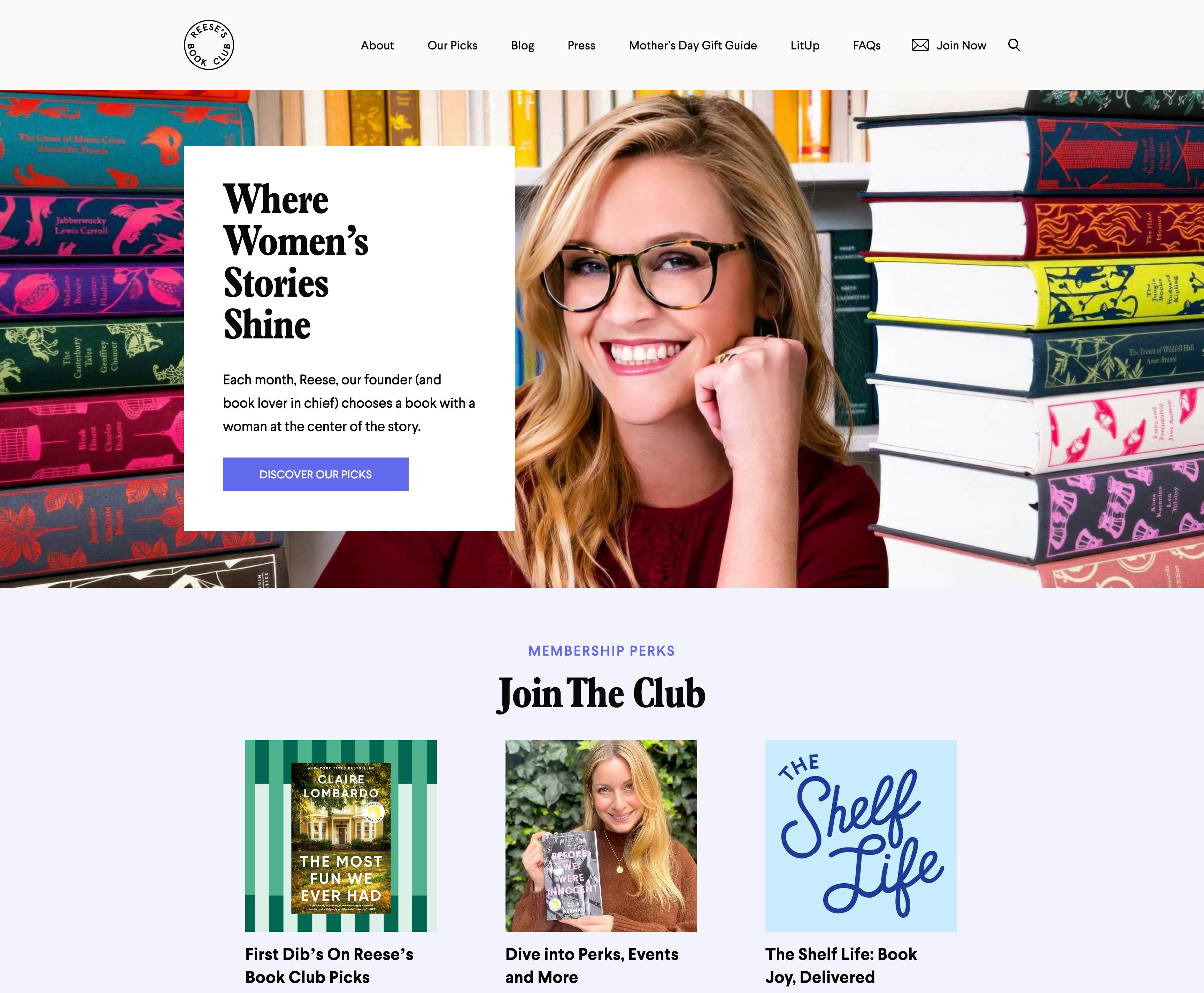 Reese's Book Club - Entertainment / Media website by Dynamic Web Partners